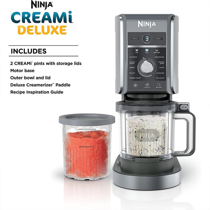Ninja CREAMi Deluxe 11-in-1 XL Ice Cream Maker Silver Renewed + 2 Year Warranty