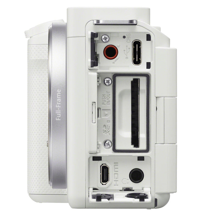 Sony ZV-E1 Full Frame Mirrorless Vlog Camera White + FE 24mm F2.8 G Lens Kit Bundle