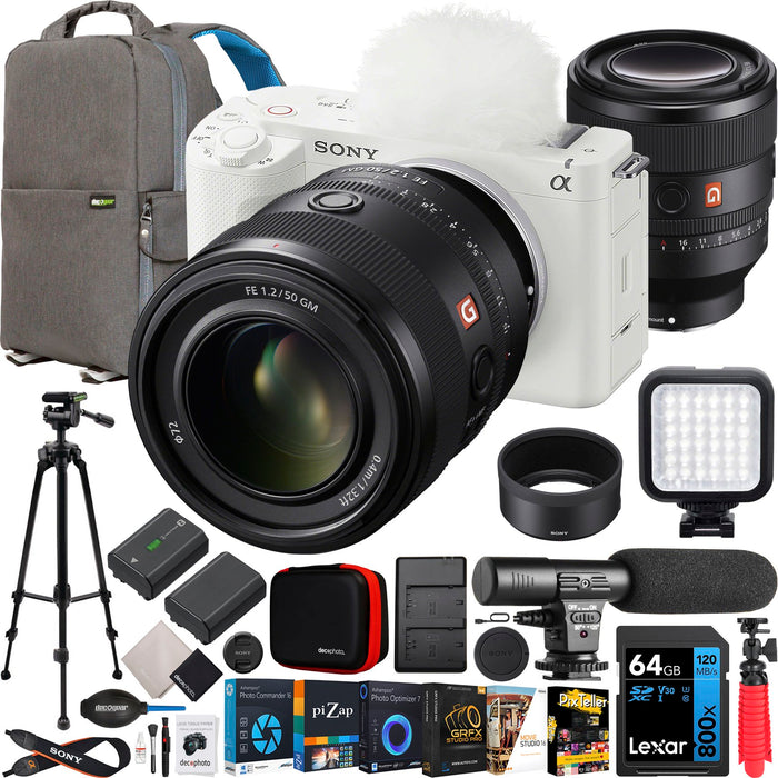 Sony ZV-E1 Full Frame Mirrorless Vlog Camera White + FE 50mm F1.2 GM Lens Kit Bundle