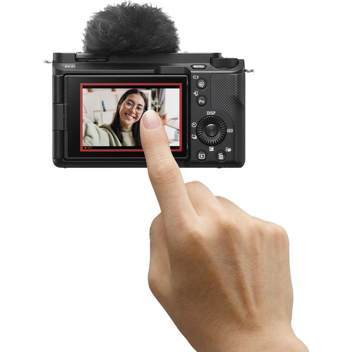 Sony ZV-E1 Full Frame Mirrorless Vlog Camera Black + FE 20mm F1.8 G Lens Kit Bundle