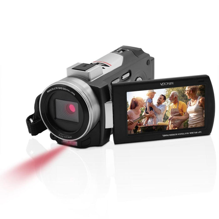 Minolta 2.7K QHD 48 MP IR Night Vision Camcorder, Black w/ 64GB Accessory Bundle
