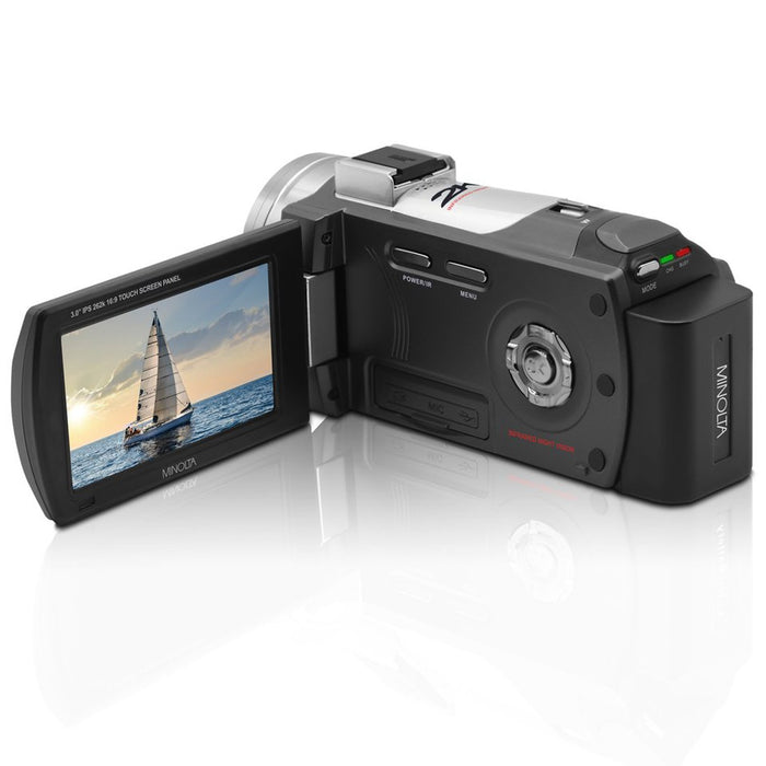 Minolta 2.7K Quad HD 48 MP IR Camcorder Black with 64GB Card and 2 Year Warranty