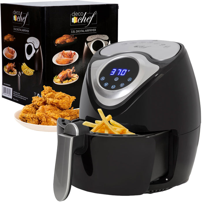 Deco Chef 3.7QT Personal Digital Air Fryer, 7 One-Touch Cooking Programs, 1300W, Black
