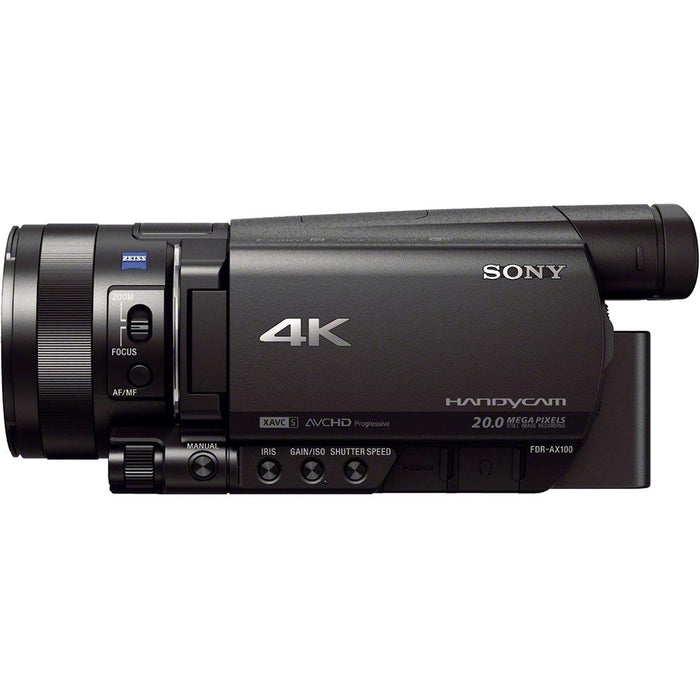Sony FDR-AX100/B 4K Camcorder with 1-inch Sensor & 64 GB Accessory Bundle