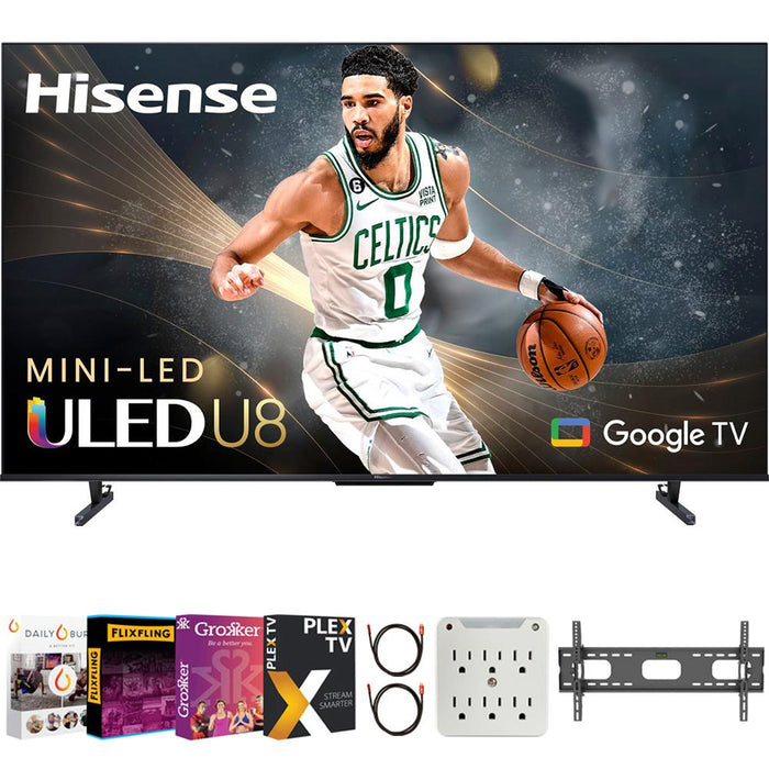 Hisense 75 Inch Class U8 Series 4K Mini-LED ULED Google TV+Movies Streaming Pack