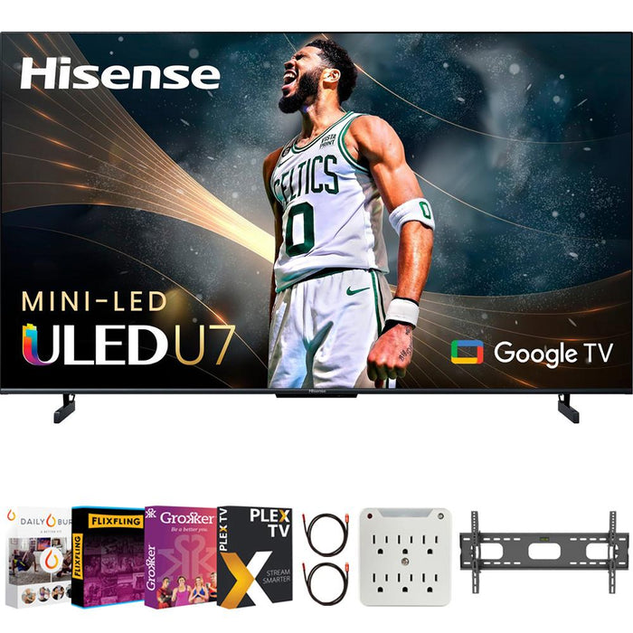 Hisense 75 Inch U7K Series 4K ULED Quantum HDR Android TV+Movies Streaming Pack