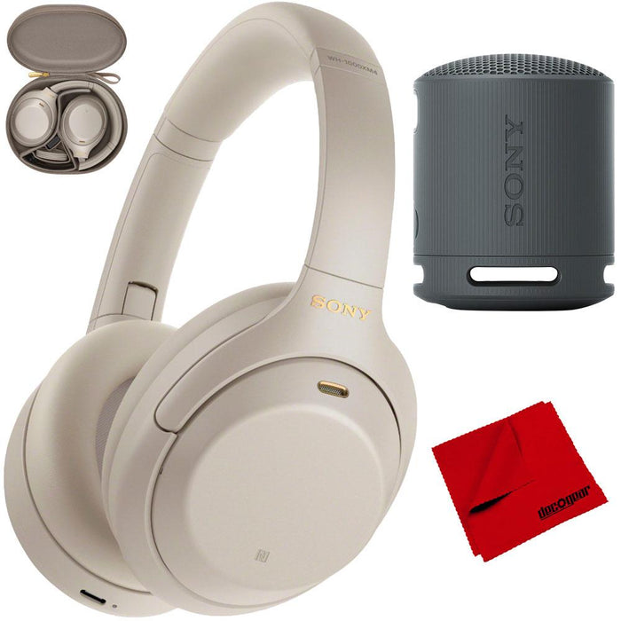 Sony WH1000XM4/S Premium NC Wireless Headphones (Silver) Bundle