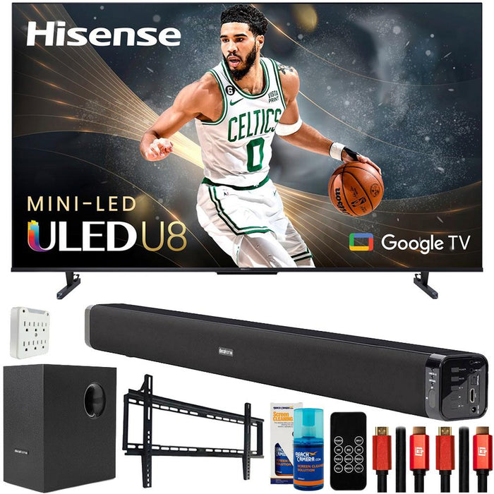 Hisense 65" U8 Series 4K Mini-LED ULED Google TV with Deco Gear Home Theater Bundle