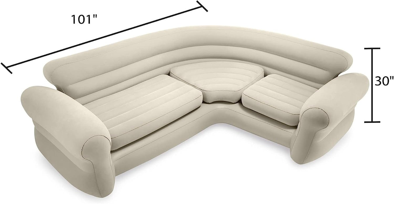 Intex Corner Sofa 101x80x30 Inches, Tan