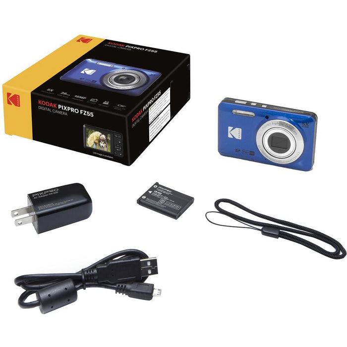 Kodak PIXPRO FZ55 Digital Camera, Blue - Open Box