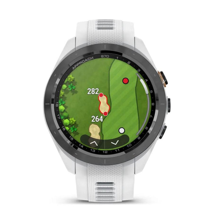 Garmin Approach S70 42 mm Premium GPS Golf Watch, White Band with 2 YR Warranty Bundle