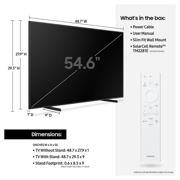 Samsung 55" The Frame QLED 4K UHD Quantum HDR Smart TV w/ 3.2.1ch Soundbar Black