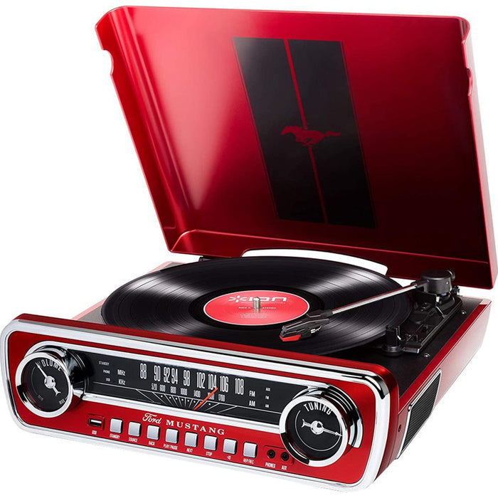 Ion Audio Mustang LP 4-in-1 Classic Car-Styles Music Center (Red) - (MUSTANGLPRED)