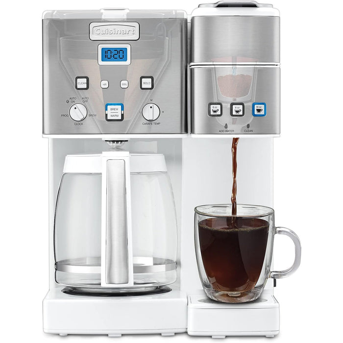 Cuisinart Coffee Center 12-Cup Coffeemaker and Single-Serve Brewer, White, Refurbished