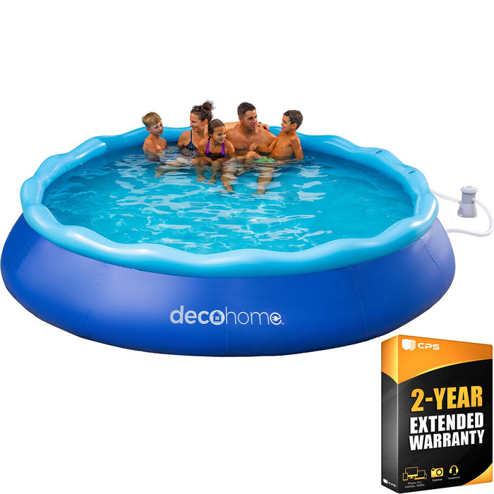 Deco Home 12FT x 30IN Inflatable Pool, Filter Pump, Air Compressor, 2YR Extended Warranty