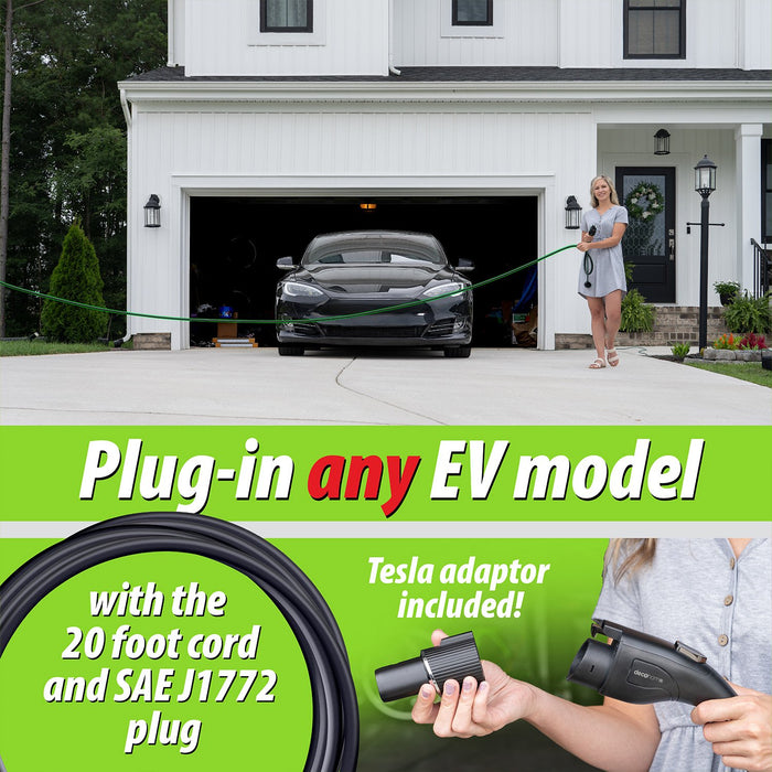 Deco Home Level 2 EV Charging Station, 9.6KW, 40 AMP, 240V, SAE J1772 and Tesla Plug, IP54