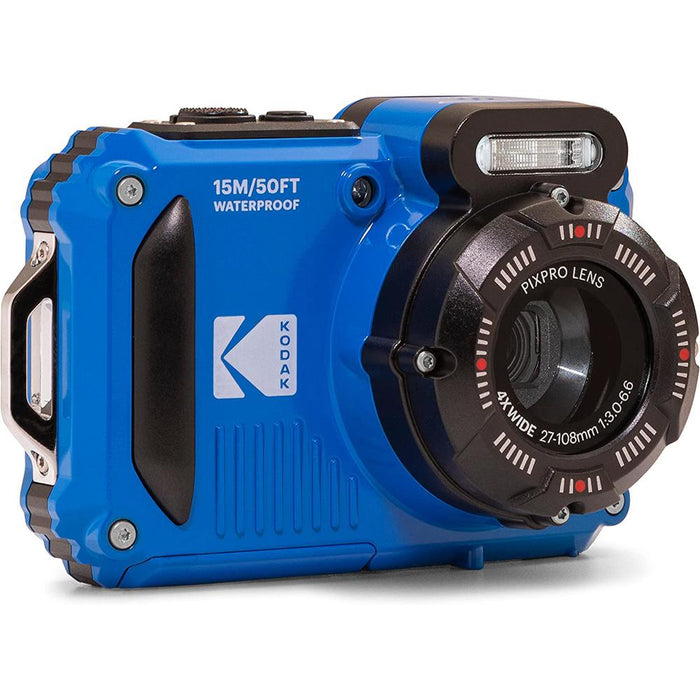 Kodak PIXPRO WPZ2 16MP FHD Rugged Waterproof Digital Camera, Blue +Accessories Bundle