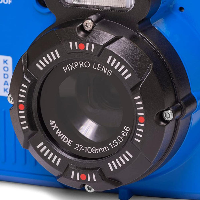 Kodak PIXPRO WPZ2 16MP FHD Rugged Waterproof Digital Camera, Blue +Accessories Bundle