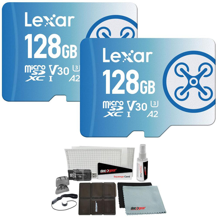 Lexar 128 GB FLY microSDXC UHS-I Memory Card with Bonus Accessories - (2-Pack)