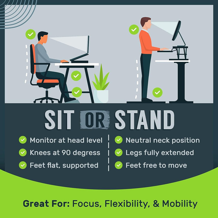 TechOrbits 32 Inch Adjustable Sit to Stand Desk Workstation with Keyboard Tray (Black)