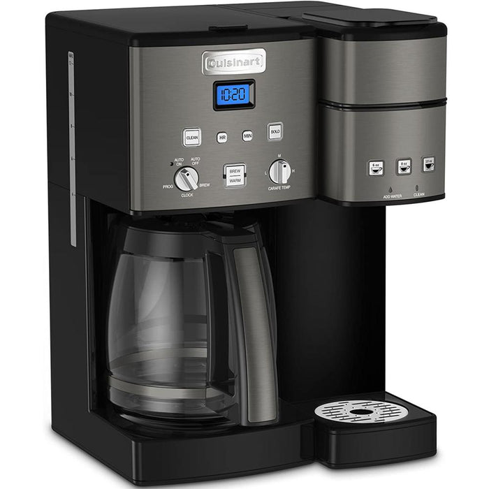Cuisinart Coffee Maker 12 Cup with 3 Single-Size Brewers Black Steel Renewed