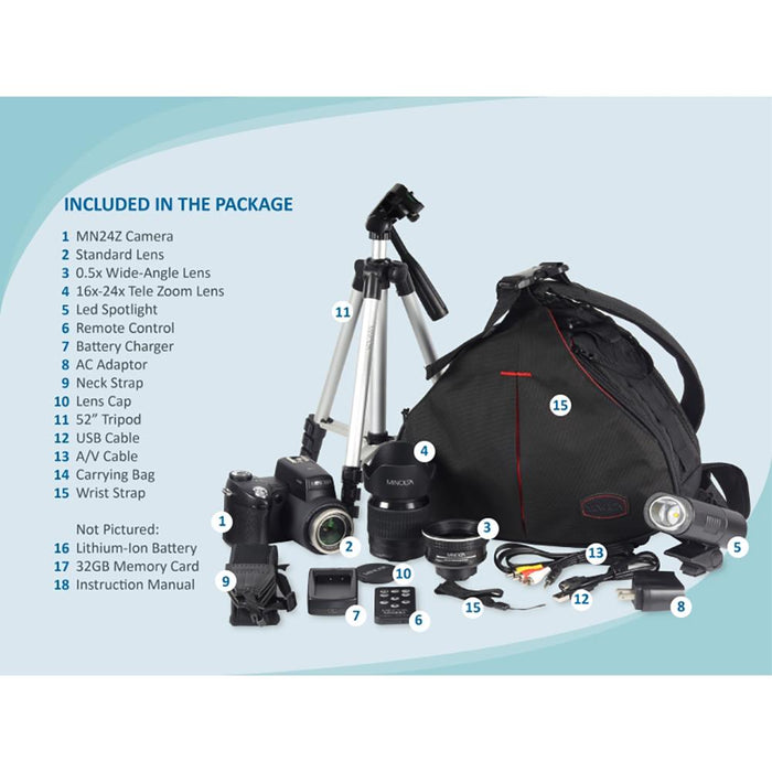 Minolta MN24Z-BK 33MP 1080p HD Digital Camera with Interchangeable Lens Kit (Black)