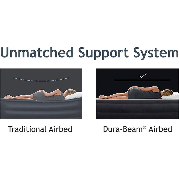 Intex Dura Beam Comfort Plush Air Mattress with Built In Pump, Twin - Open Box