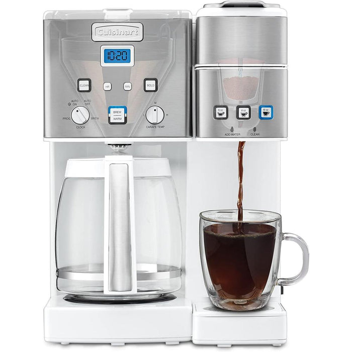 Cuisinart Coffee Center 12-Cup Coffeemaker and Single-Serve Brewer White Renewed