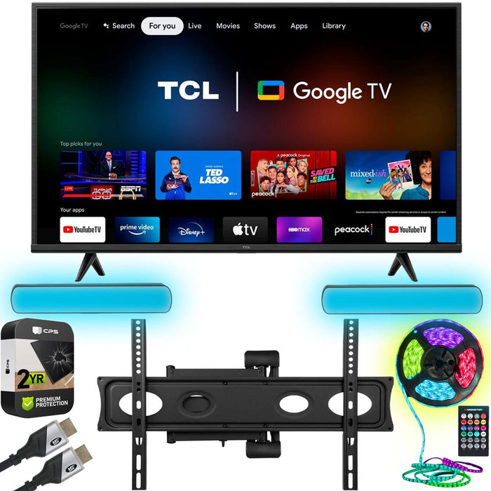 TCL 55" 4K UHD HDR Smart Google TV Refurb. w/ Monster Wall Mount + Warranty Bundle