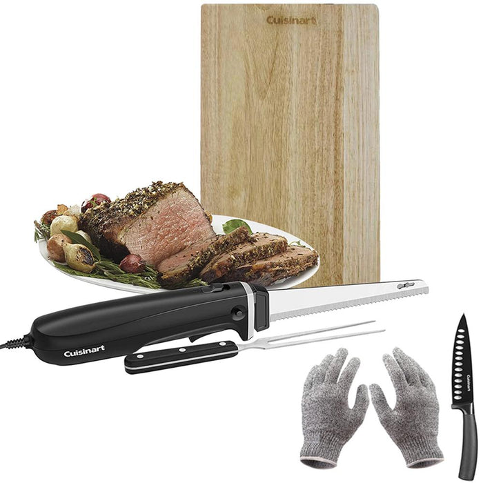 Cuisinart CEK-41 AC Electric Knife w/ Cutting Board + Chef's Knife + Safety Gloves