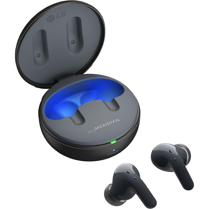 LG TONE Free T60Q True Wireless Bluetooth Earbuds with UVnano Charging Case, Black