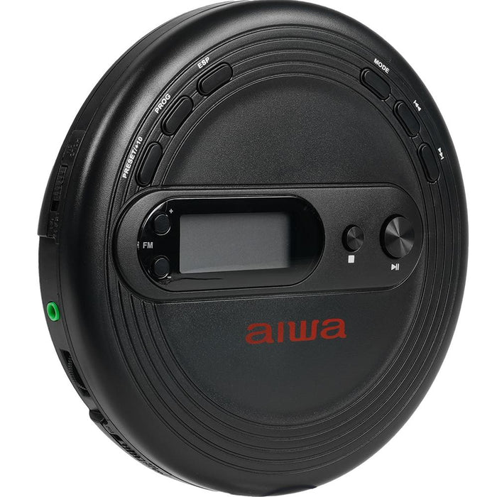 Aiwa Personal Portable CD/MP3 Player with FM Tuner, 3.5mm Earbuds - Open Box