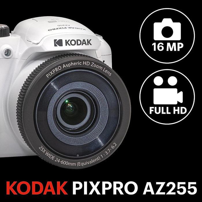 Kodak PIXPRO Astro Zoom AZ255-WH 16MP Digital Camera, 25X Optical Zoom - Open Box