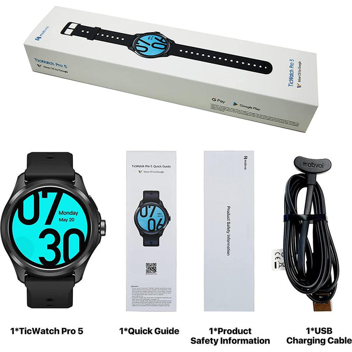 TicWatch Pro 5 Android Smartwatch with GPS, NFC, Mic, Speaker  - Open Box
