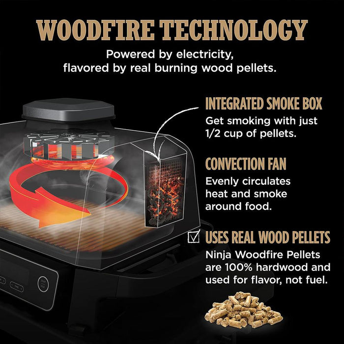 Ninja Woodfire Outdoor Grill and Smoker Renewed with Outdoor Stand