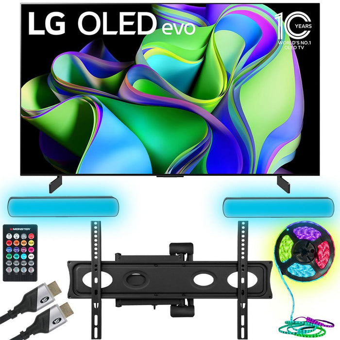 LG OLED evo C3 55" HDR 4K Smart OLED TV 2023 w/ Monster TV Wall Mount Kit