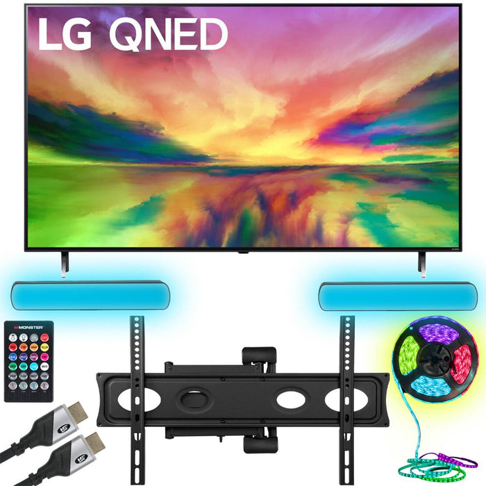 LG QNED80 75 inch 4K HDR Smart Mini-LED TV 2023 w/ Monster TV Wall Mount Kit