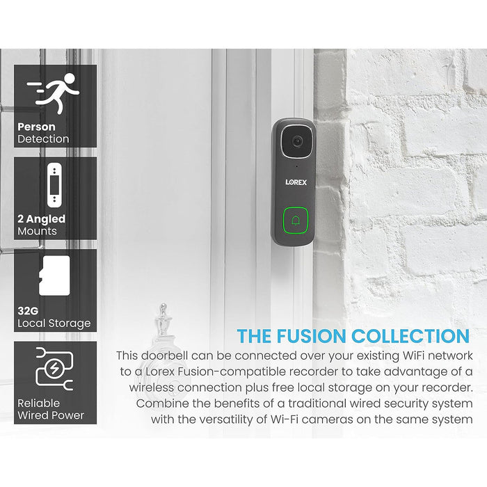 Lorex 1080p Wi-Fi Video Doorbell, Wired, Dark Grey