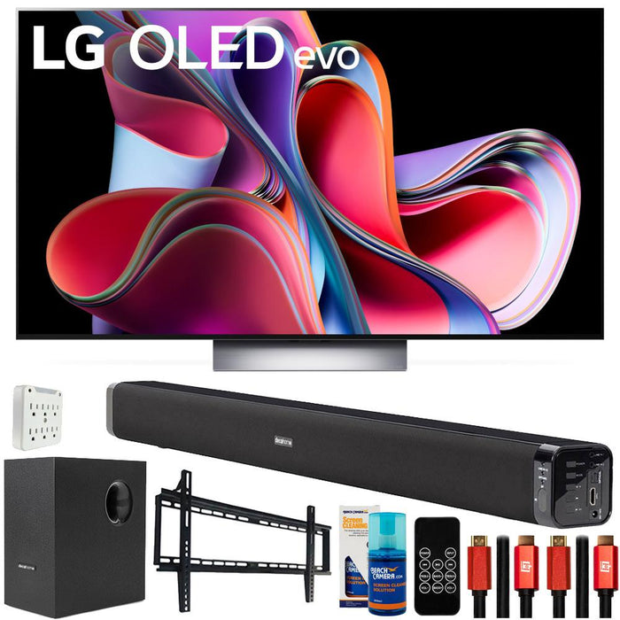 LG OLED evo G3 77 Inch 4K Smart TV (2023) with Deco Gear Home Theater Bundle