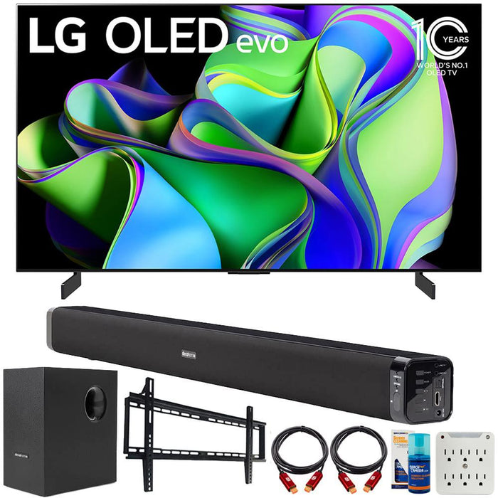LG OLED evo C3 83" HDR 4K Smart OLED TV 2023 with Deco Gear Home Theater Bundle