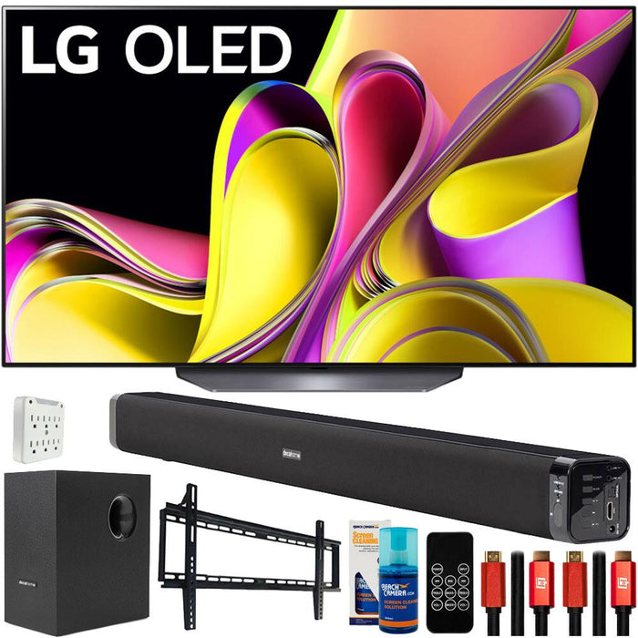LG 77" B3 Series OLED 4K UHD Smart TV ThinQ AI with Deco Gear Home Theater Bundle