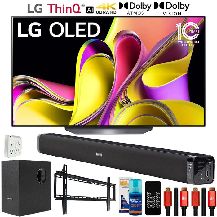 LG 55" B3 series OLED 4K UHD Smart TV ThinQ AI with Deco Gear Home Theater Bundle