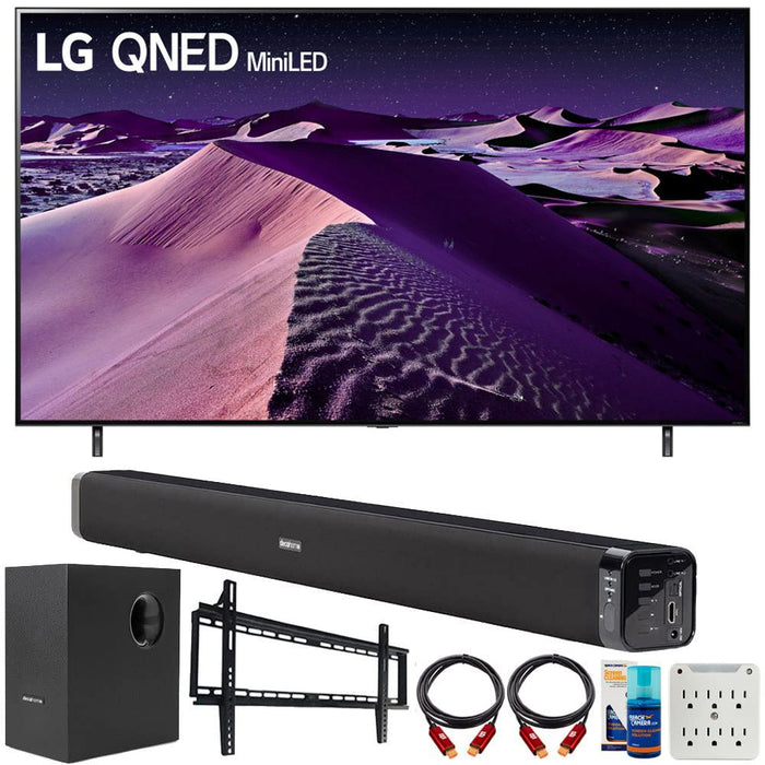 LG 75QNED85UQA 75" HDR 4K Smart QNED Mini-LED TV with Deco Gear Home Theater Bundle