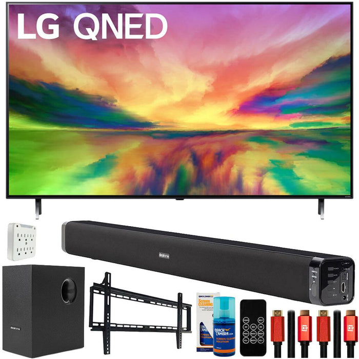 LG QNED80 75" 4K HDR Smart Mini-LED TV 2023 with Deco Gear Home Theater Bundle