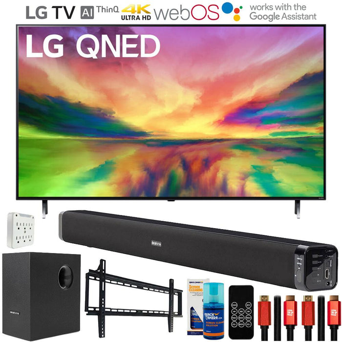 LG QNED80 55" 4K HDR Smart Mini-LED TV 2023 with Deco Gear Home Theater Bundle