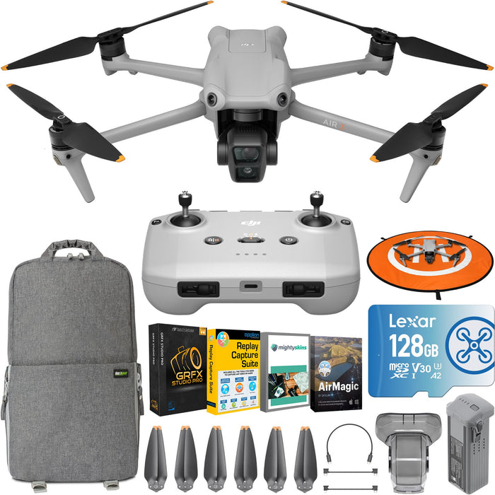 DJI Air 3 Drone Quadcopter 4K HDR Video & 48MP with RC-N2 Remote + Accessory Bundle