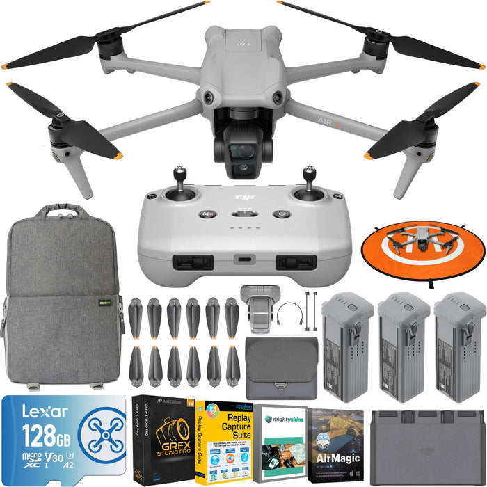 DJI Air 3 Drone Quadcopter Fly More Combo 4K HDR + RC-N2 Remote + Accessory Bundle