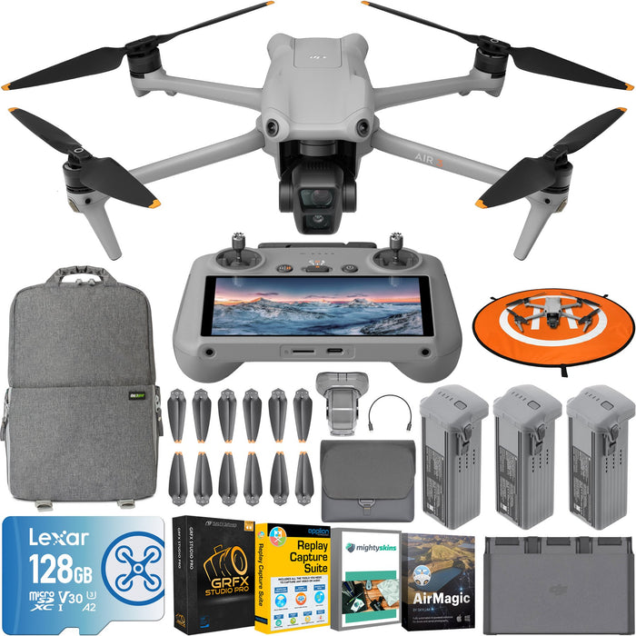 DJI Air 3 Drone Quadcopter Fly More Combo 4K HDR with RC 2 Remote + Accessory Bundle