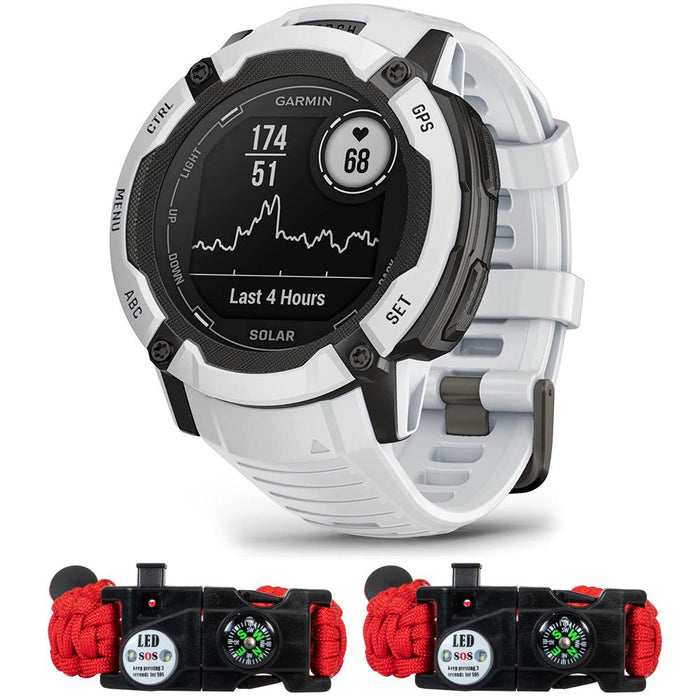 Garmin Instinct 2X Solar Rugged GPS Smartwatch Whitestone + 2x Tactical Bracelet