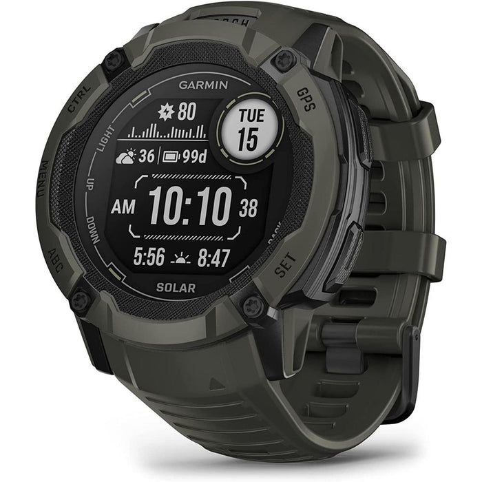 Garmin Instinct 2X Solar Rugged GPS Smartwatch Moss with 2x Tactical Bracelet